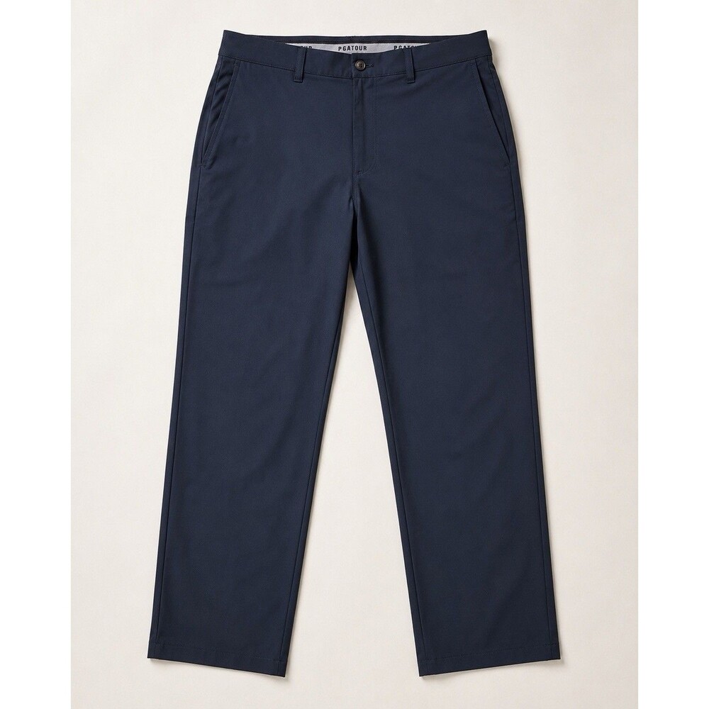 PGA TOUR Mens Golf Pants 34x32 Navy Blue Flat Front Performance Stretch